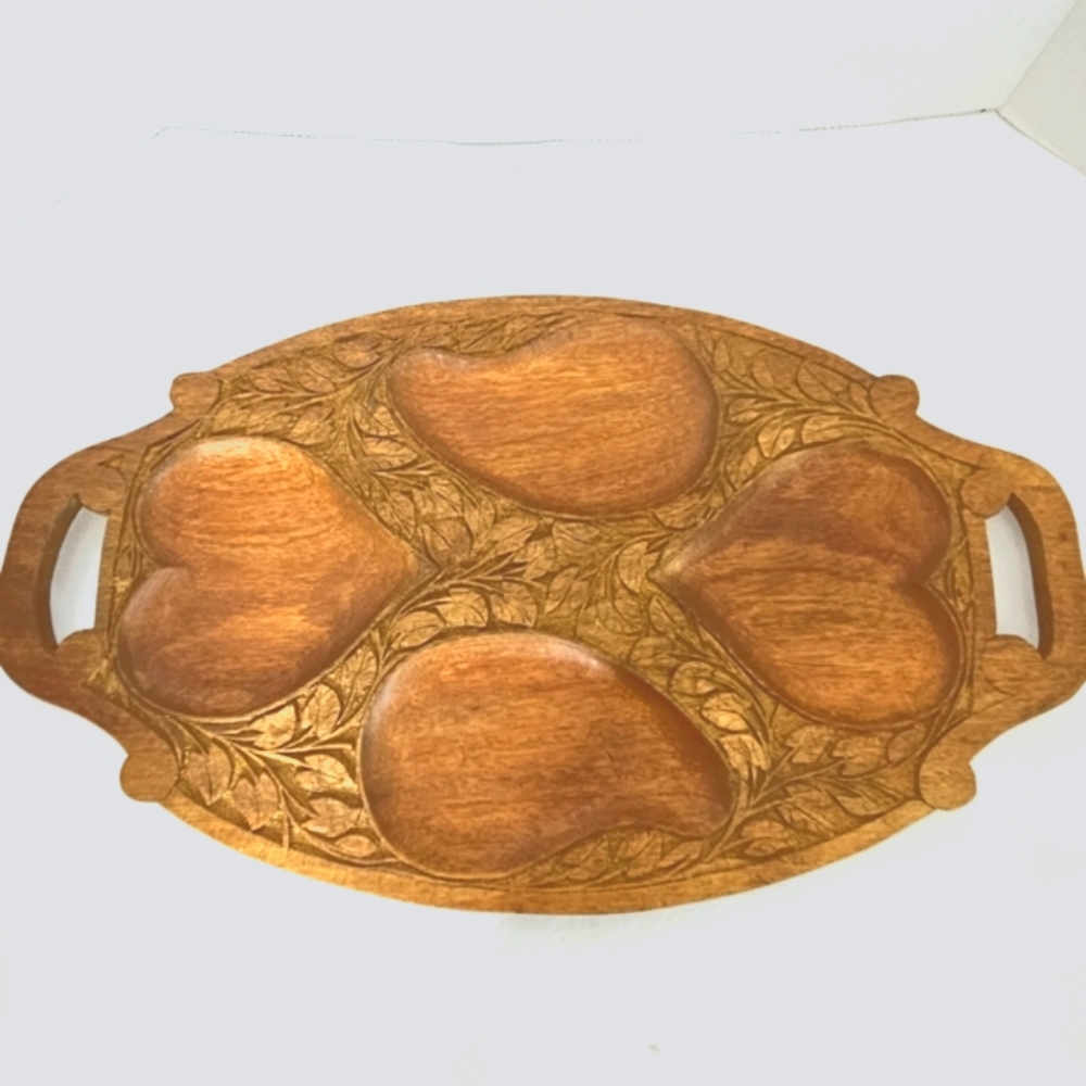 Handcrafted Decorative Wooden Serving Tray with Handles